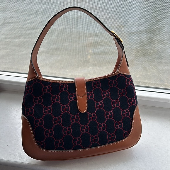 ✨ GUCCI Navy & Burgundy GG Supreme Small 'Jackie 1961' Bag - Picture 5 of 11